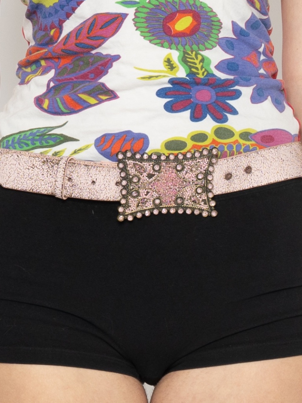 Y2k pink beaded belt beaded buckle size 90 European, street one women's medium